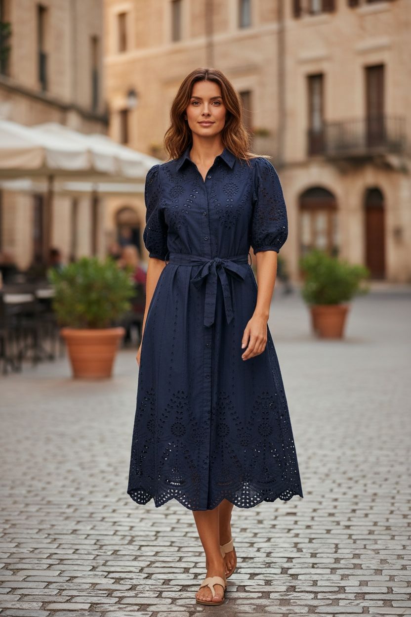 Abito cotone san gallo blu