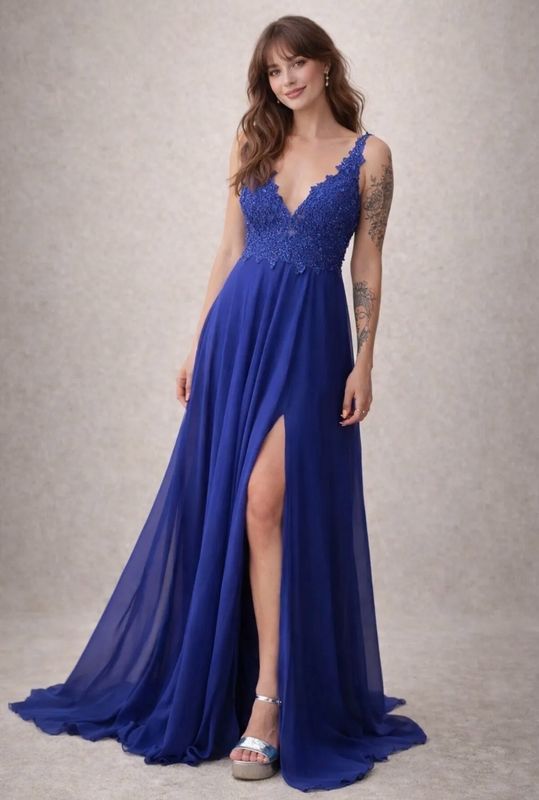 Collezione cerimonia abito corpetto ricamato bluette