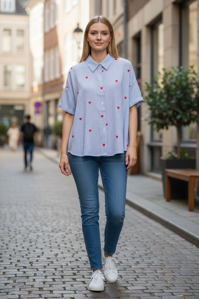 Camicia righe cuori