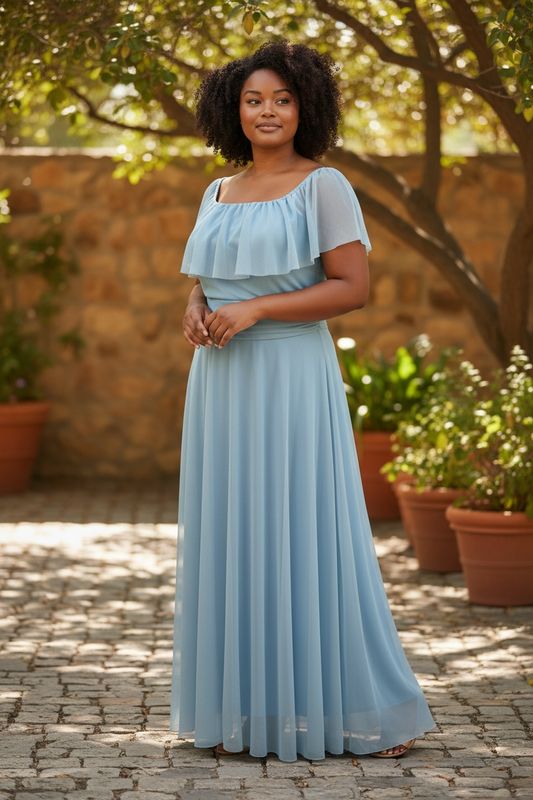 Collezione cerimonia Curvy abito Mina azzurro