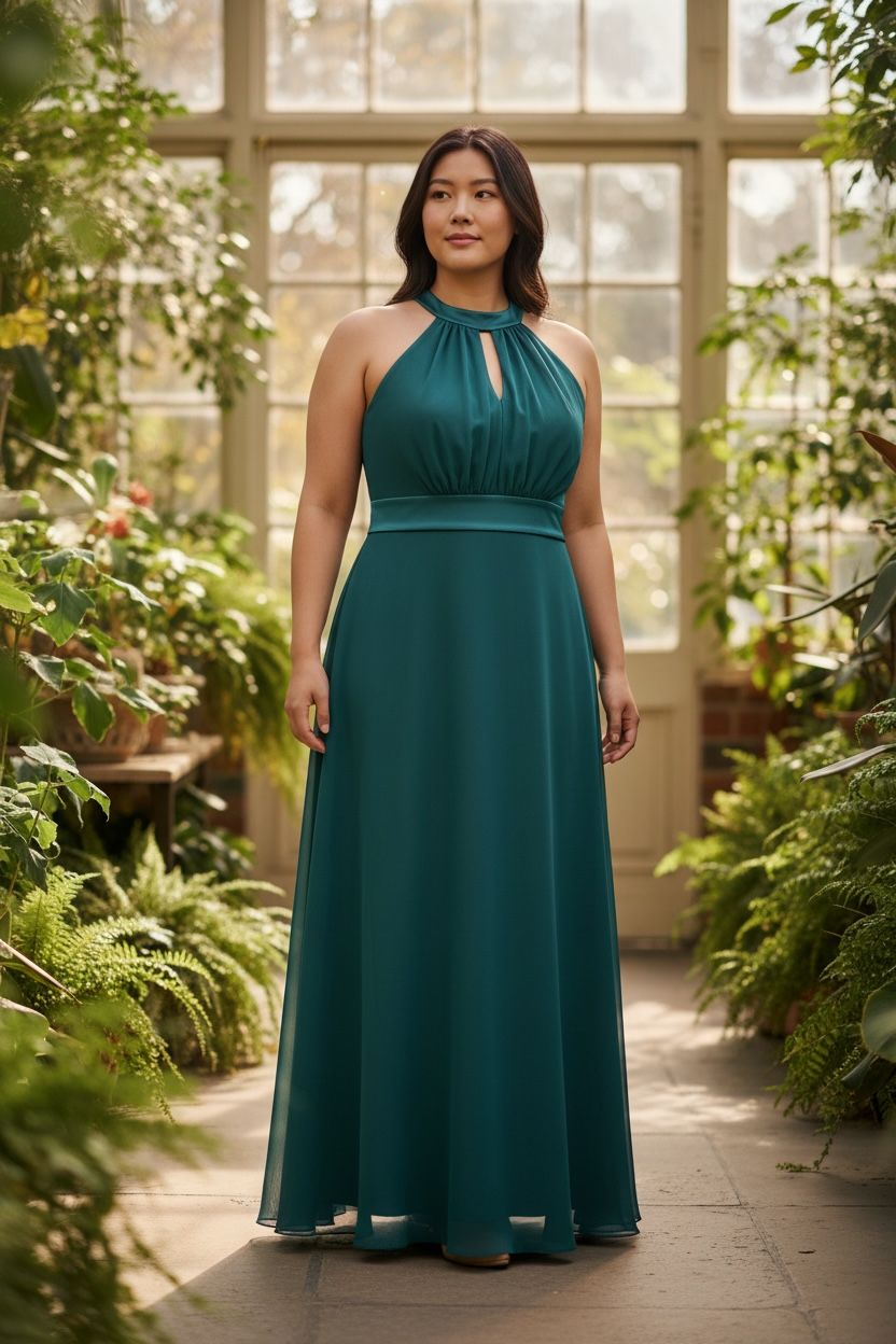 Collezione cerimonia Curvy abito Lara petrolio