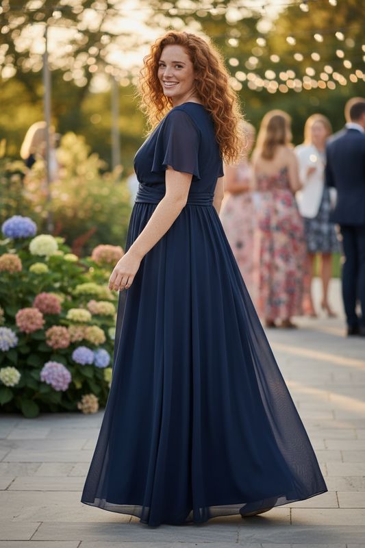 Collezione cerimonia Curvy abito Lucia blu notte