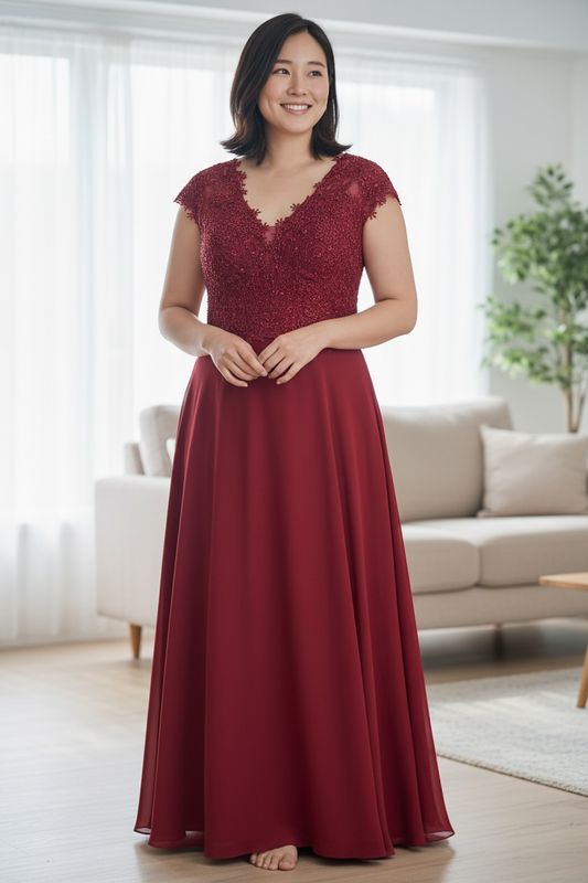 Collezione cerimonia Curvy abito corpetto vino