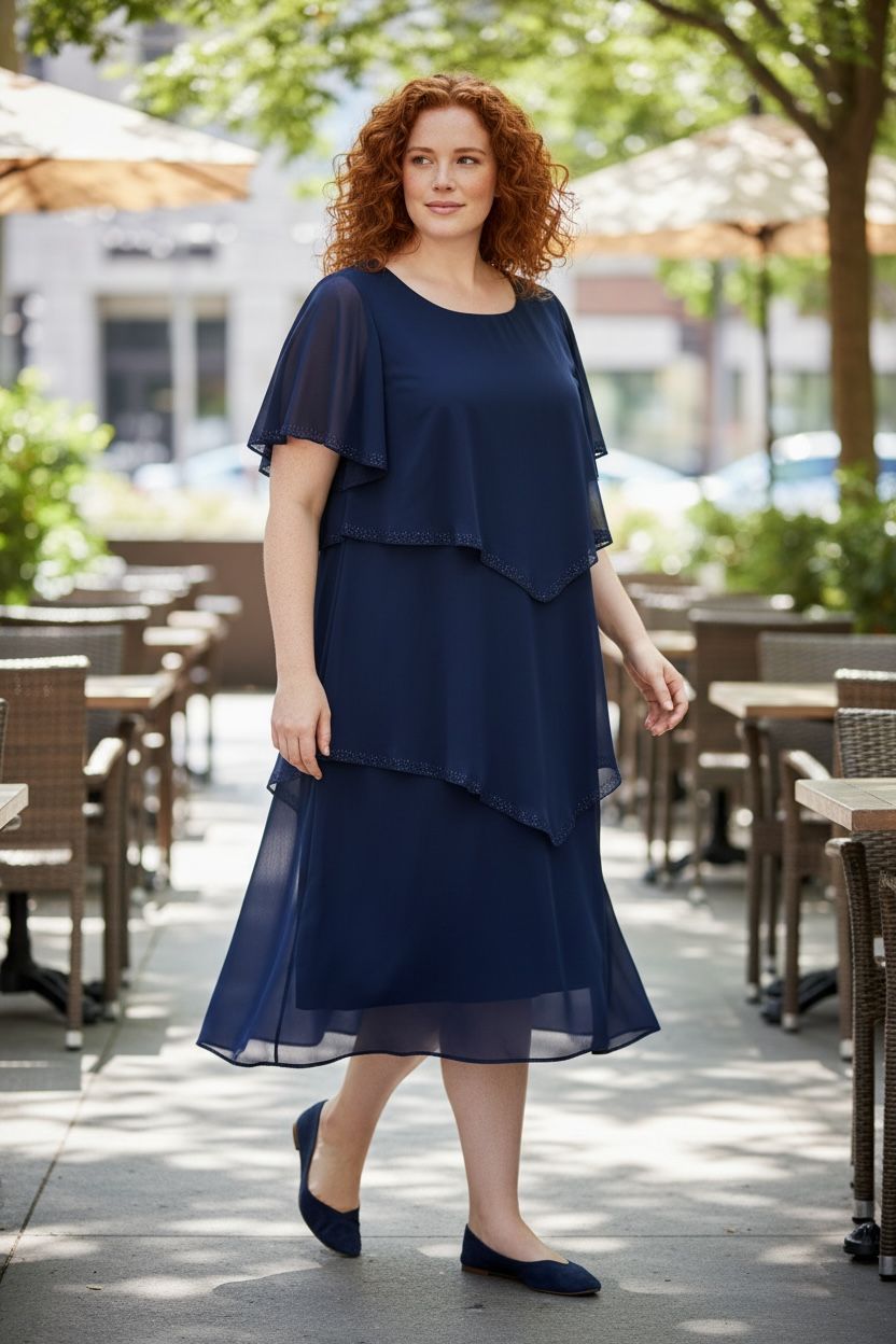 Collezione cerimonia Curvy abito midi blu notte