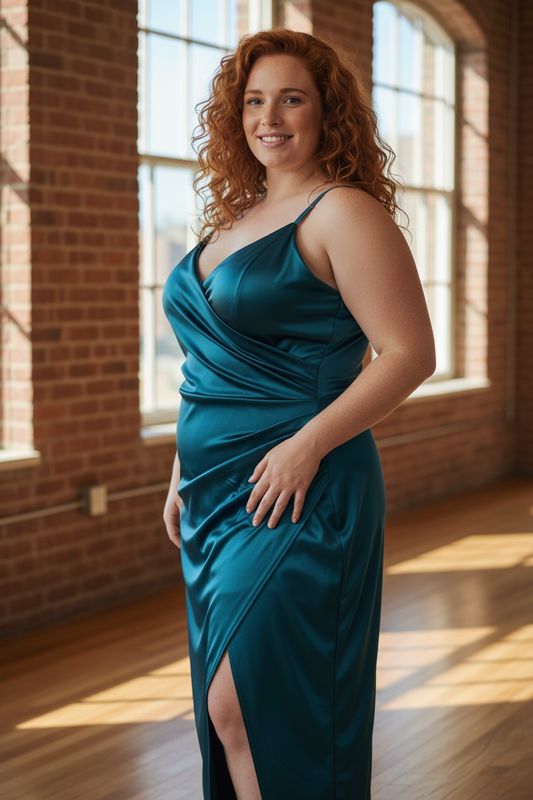 Collezione cerimonia Curvy abito Kate petrolio