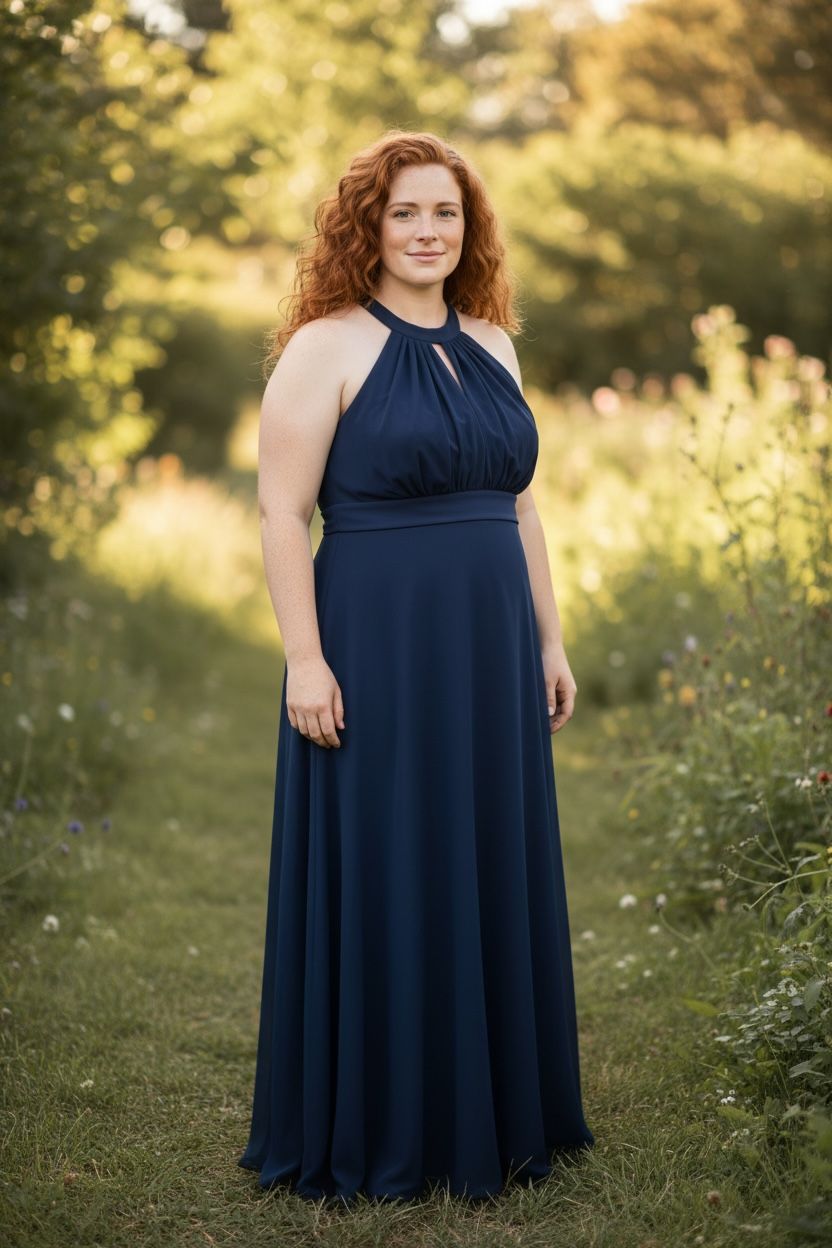 Collezione cerimonia Curvy abito Lara blu notte
