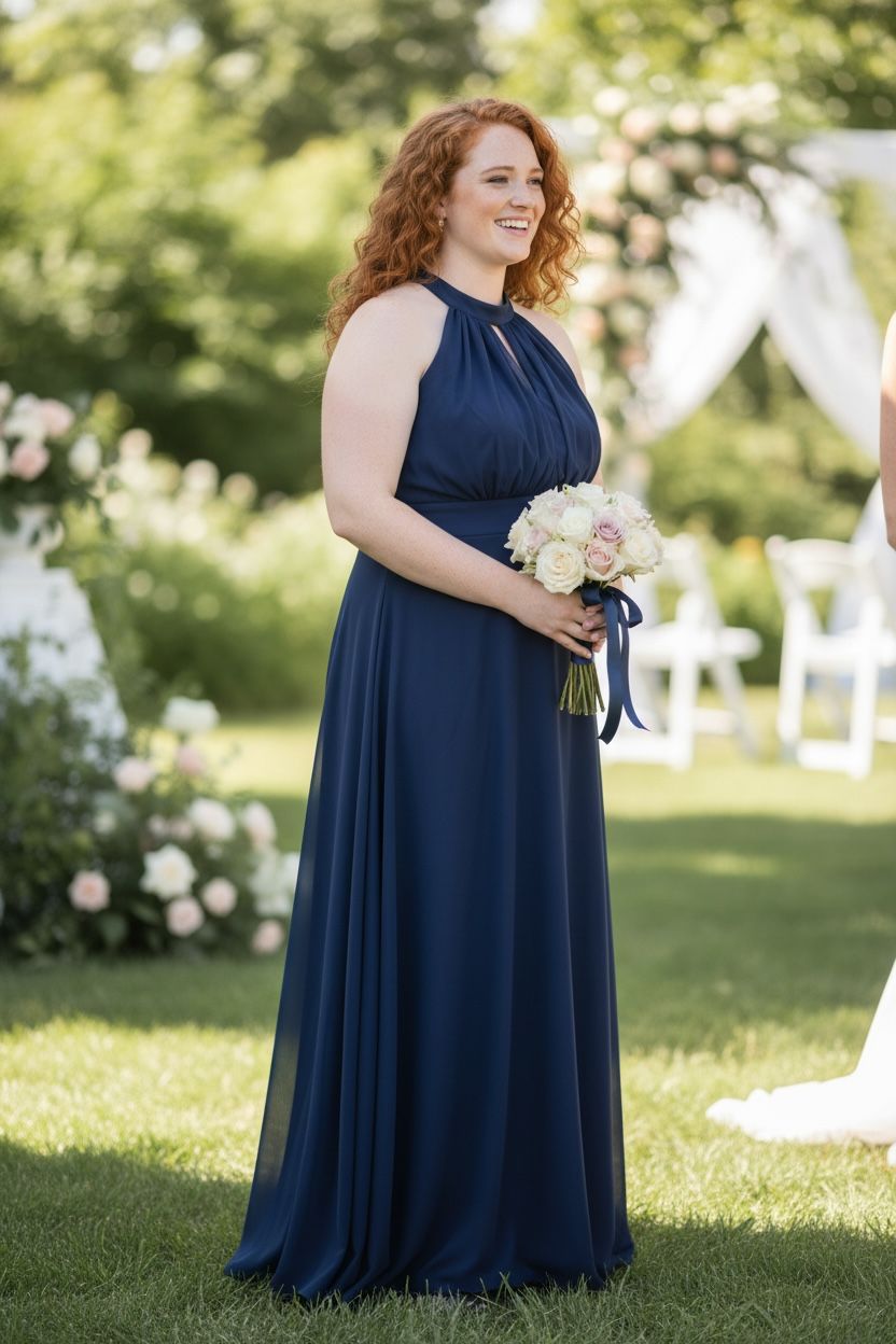 Collezione cerimonia Curvy abito Lara blu notte