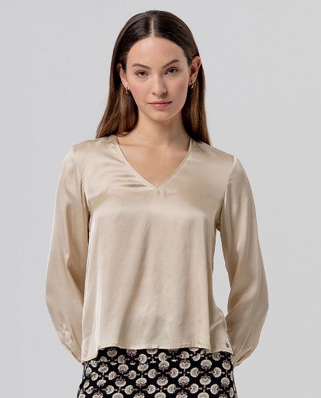 Surkana blusa con scollo a V beige