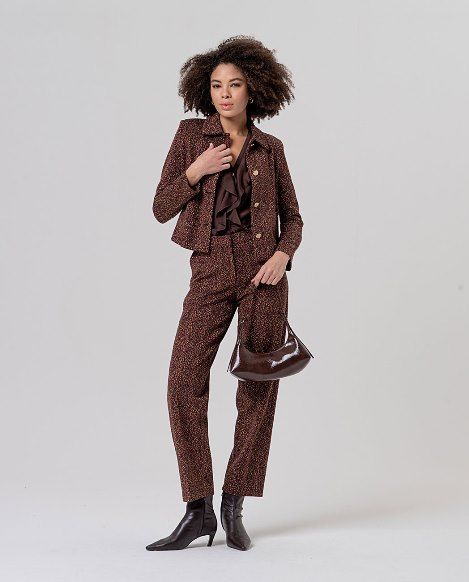 Surkana Pantalone effetto tweed Nero