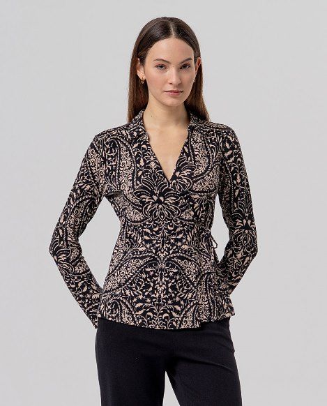 Surkana Camicia incrociata damascato Nera