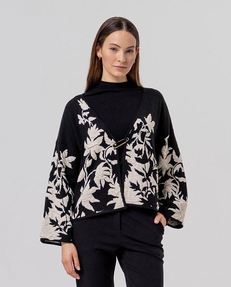 Surkana kimono corto maglia jacquard nero