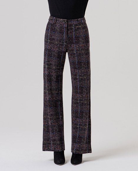 Surkana Pantalone dritti a quadri Nero