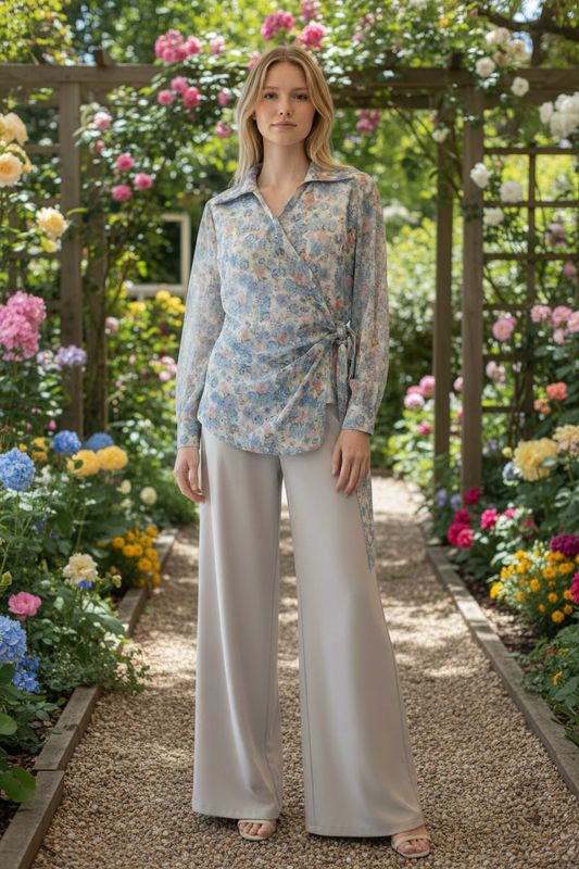 Camicia fantasia azzurra