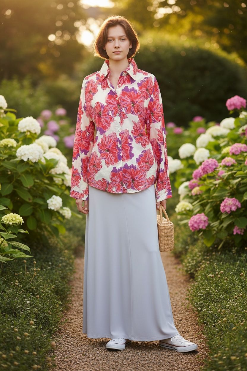 Camicia fiori rossi