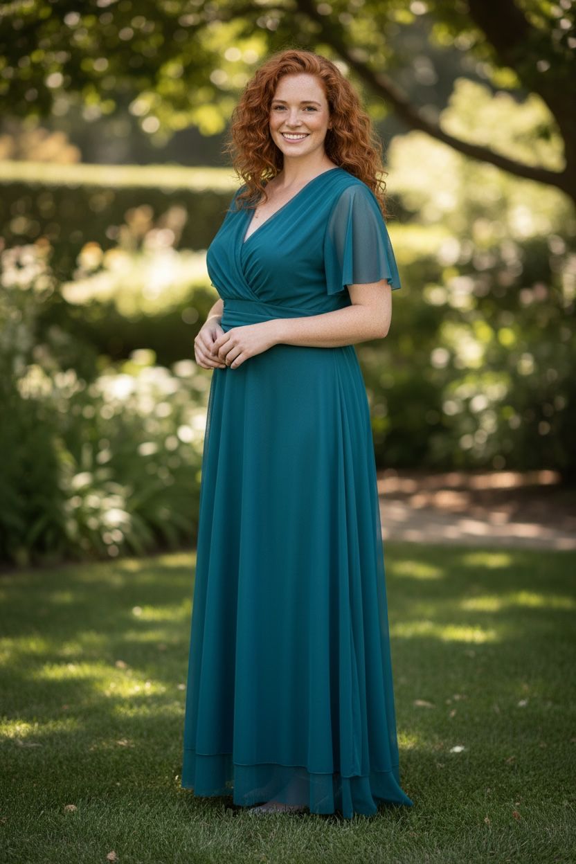 Collezione cerimonia Curvy abito Lucia petrolio