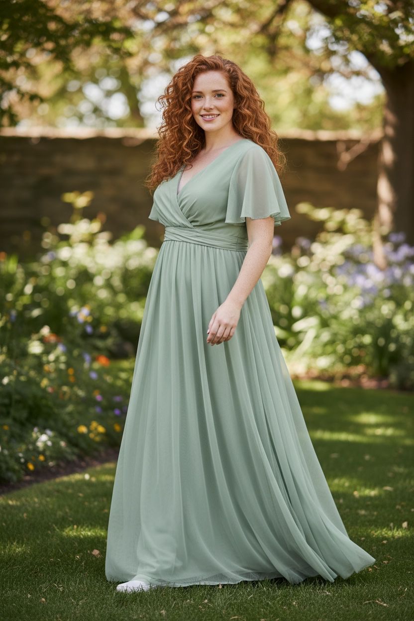 Collezione cerimonia Curvy abito Lucia verde salvia