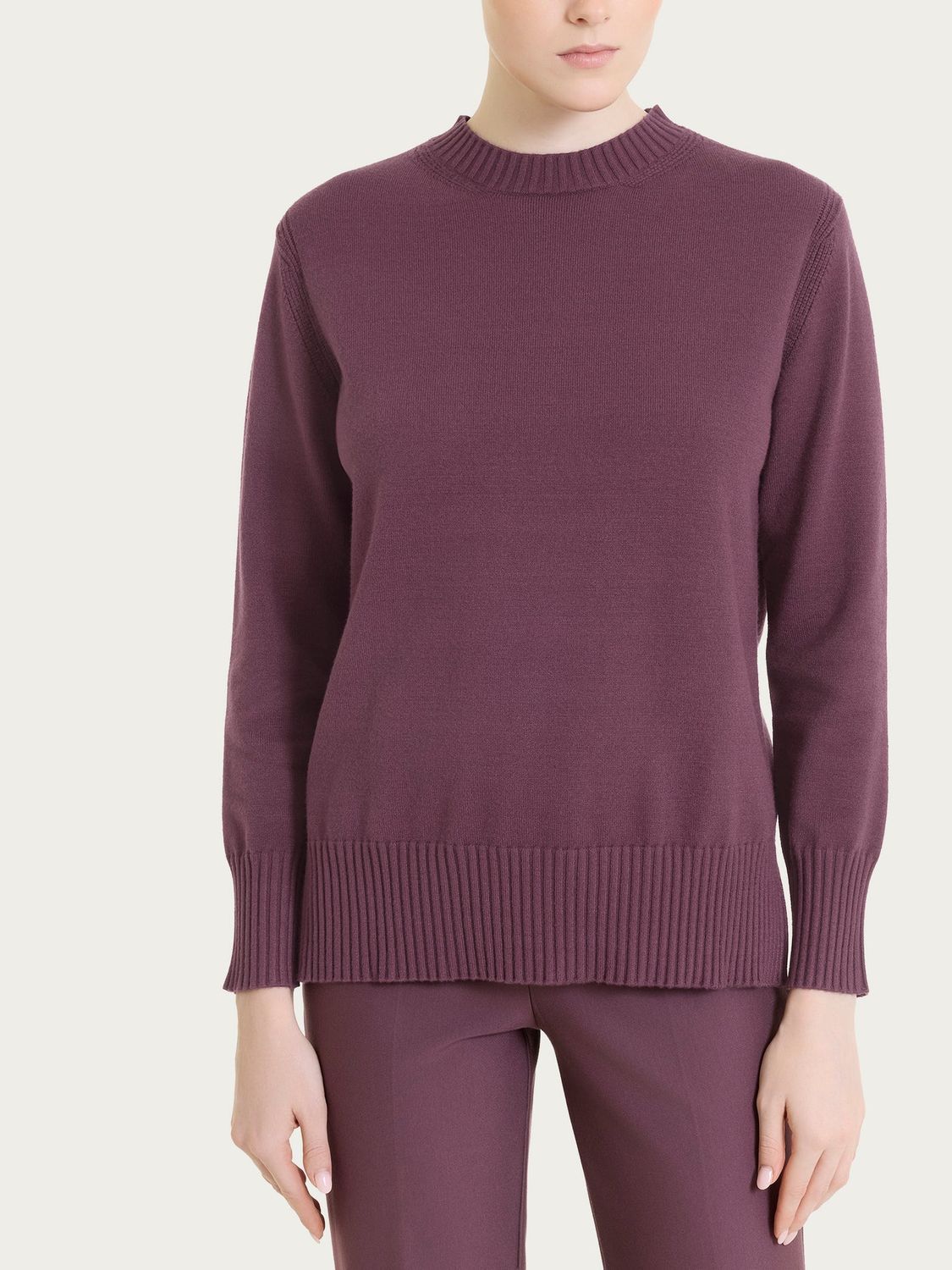 Ragno Maglia girocollo in Soft Wool prugna