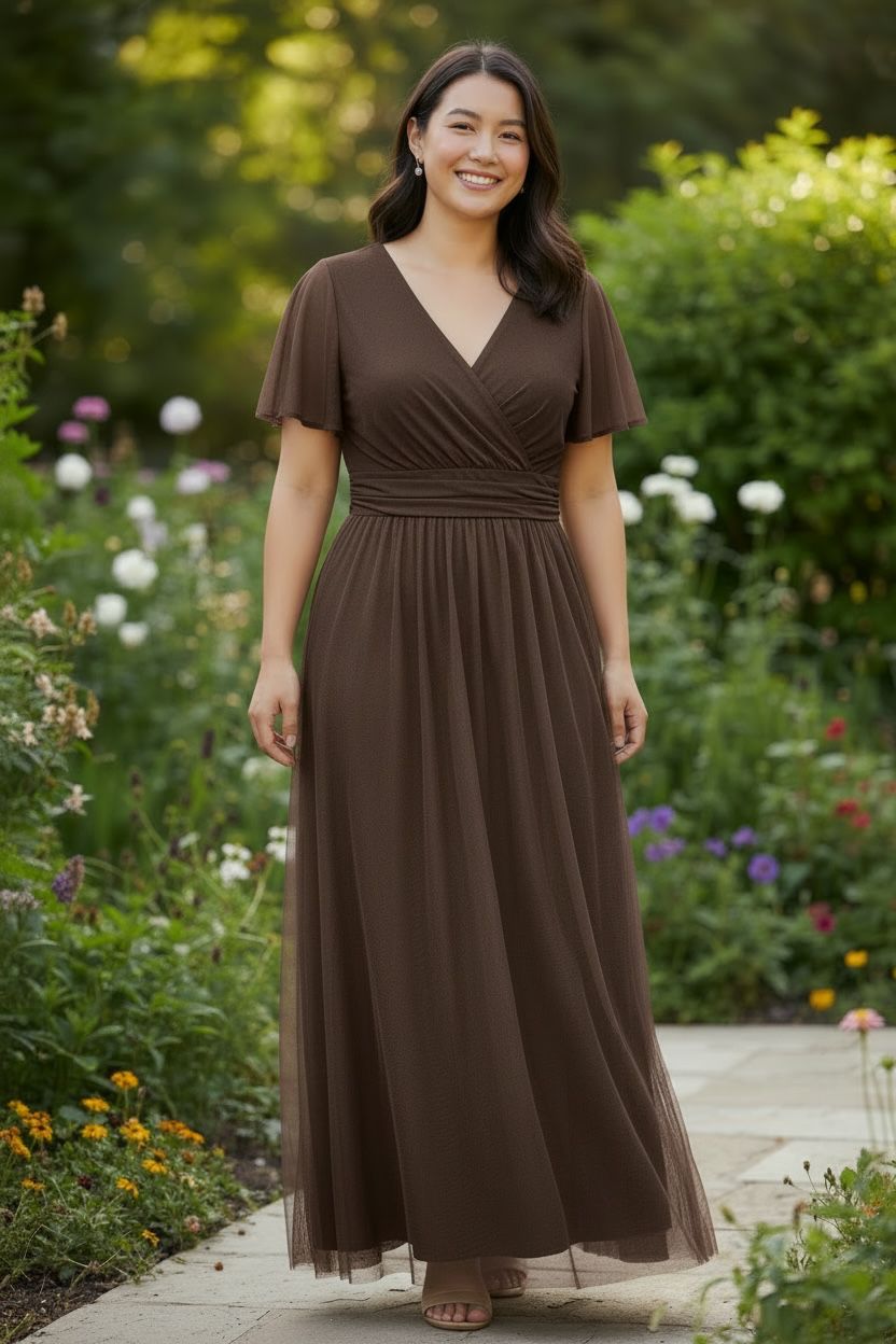 Collezione cerimonia Curvy abito Lucia marrone