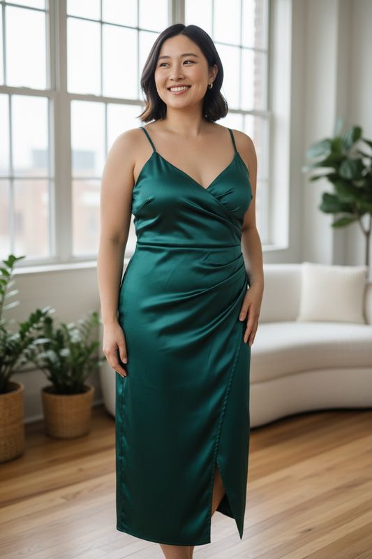 Collezione unica Curvy abito Kate verde bosco