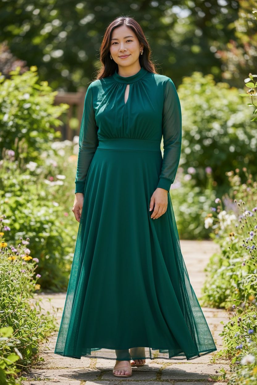 Collezione unica Curvy abito Luna verde bosco