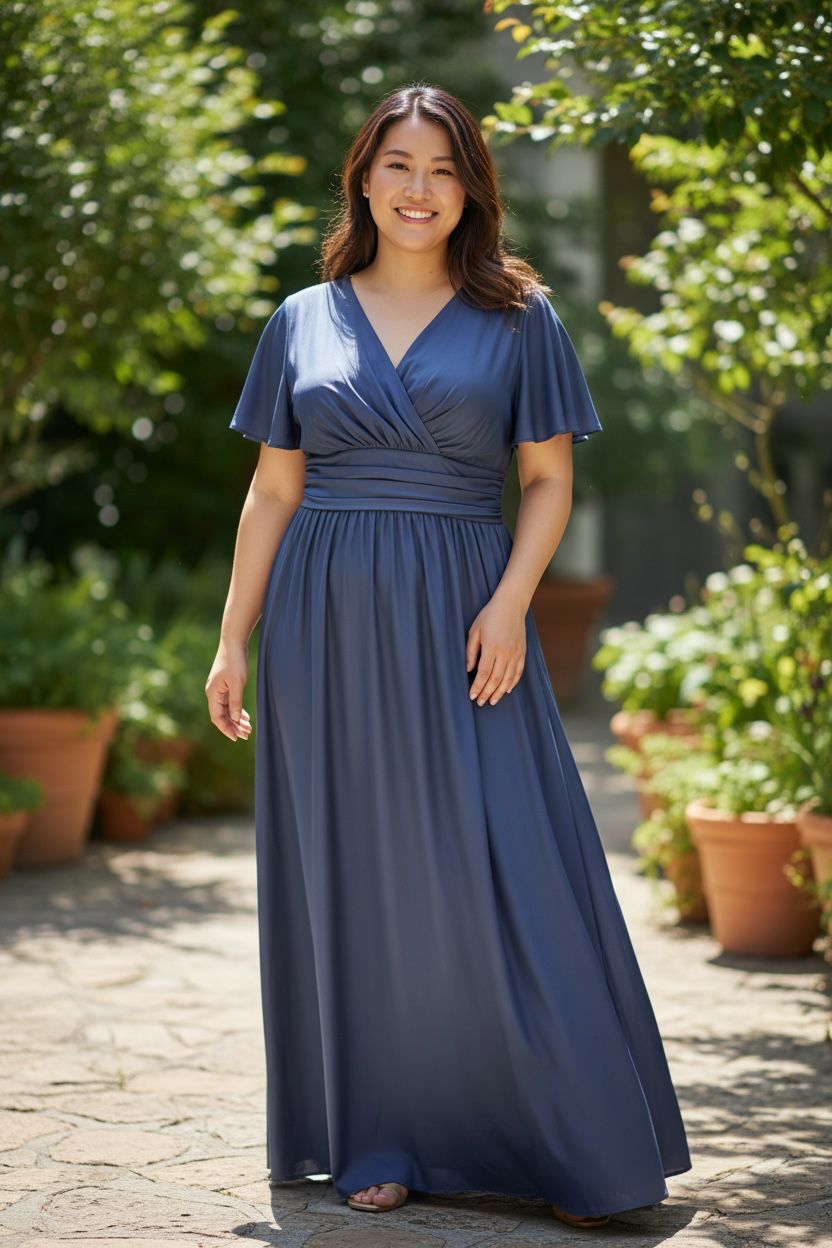Collezione unica Curvy abito Lucia raso blu notte