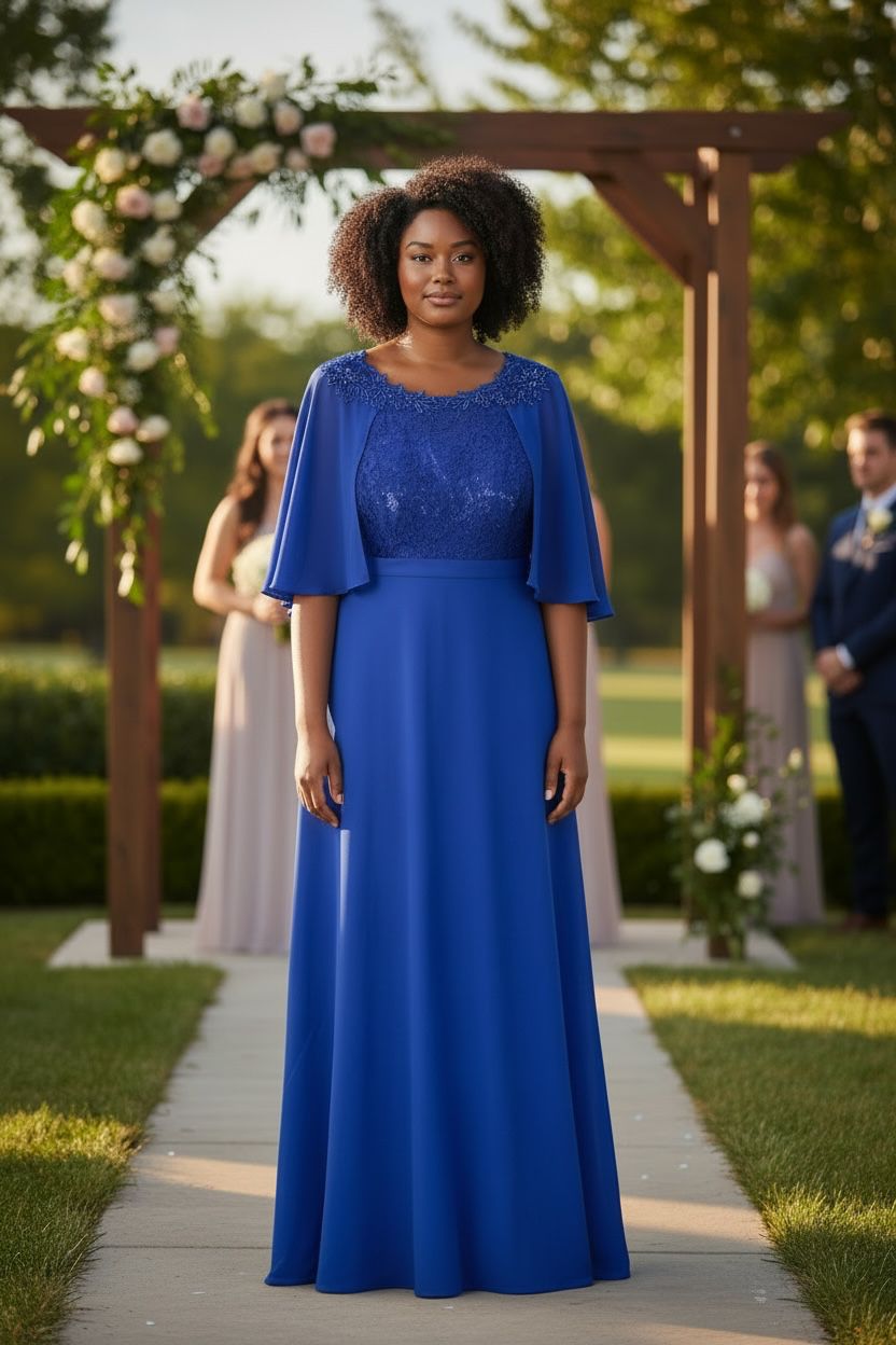 Collezione cerimonia Curvy abito pizzo blu