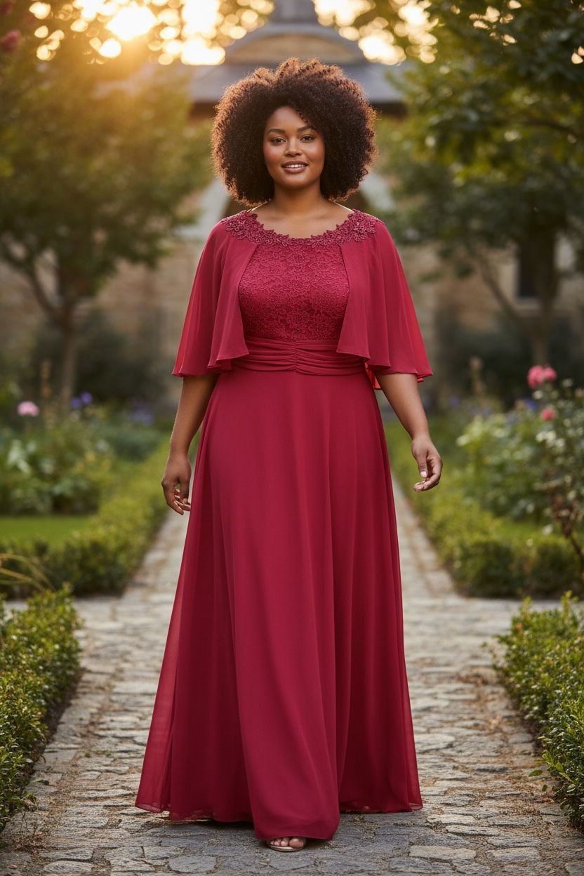 Collezione cerimonia Curvy abito pizzo bordeaux