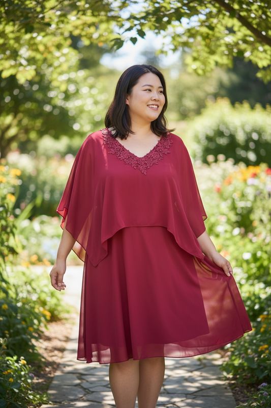 Collezione cerimonia Curvy abito bordeaux midi