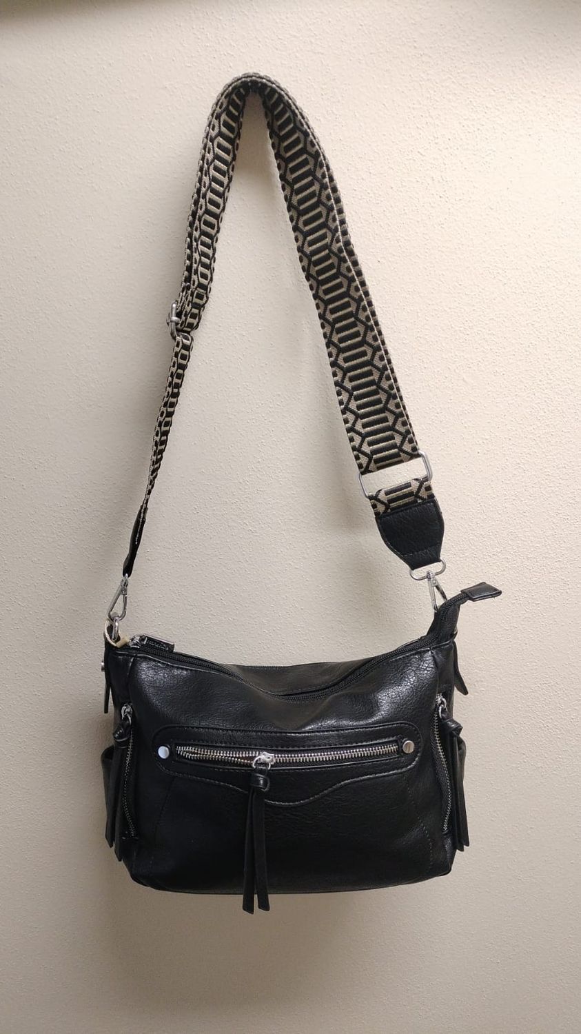 Borsa monospalla a nastro nera