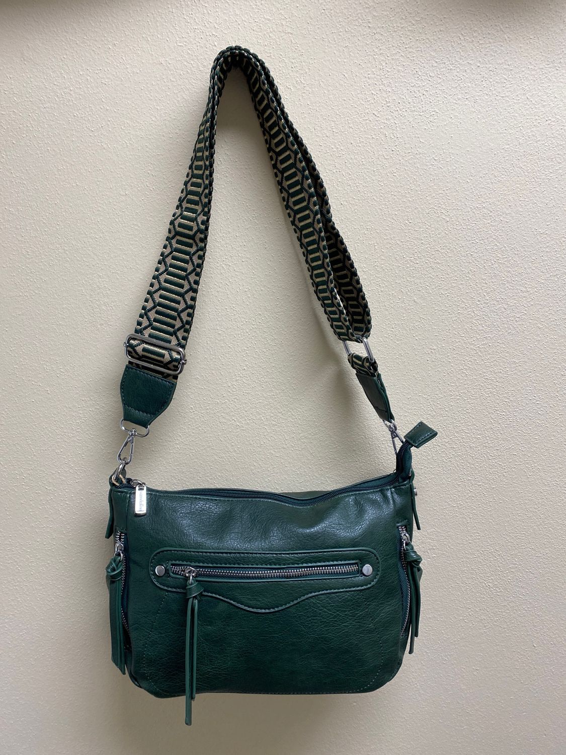 Borsa monospalla a nastro verde