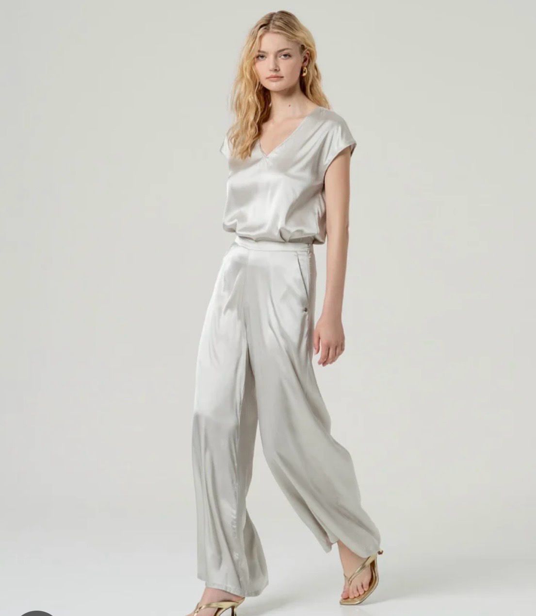 Surkana pantalone fluido argento