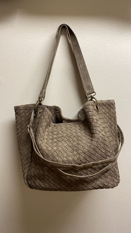 Borsa doppio manico scamosciata taupe