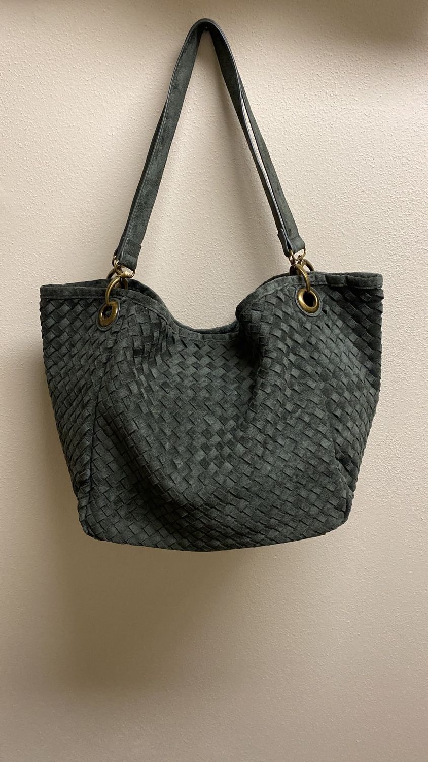 Borsa doppio manico scamosciata verde