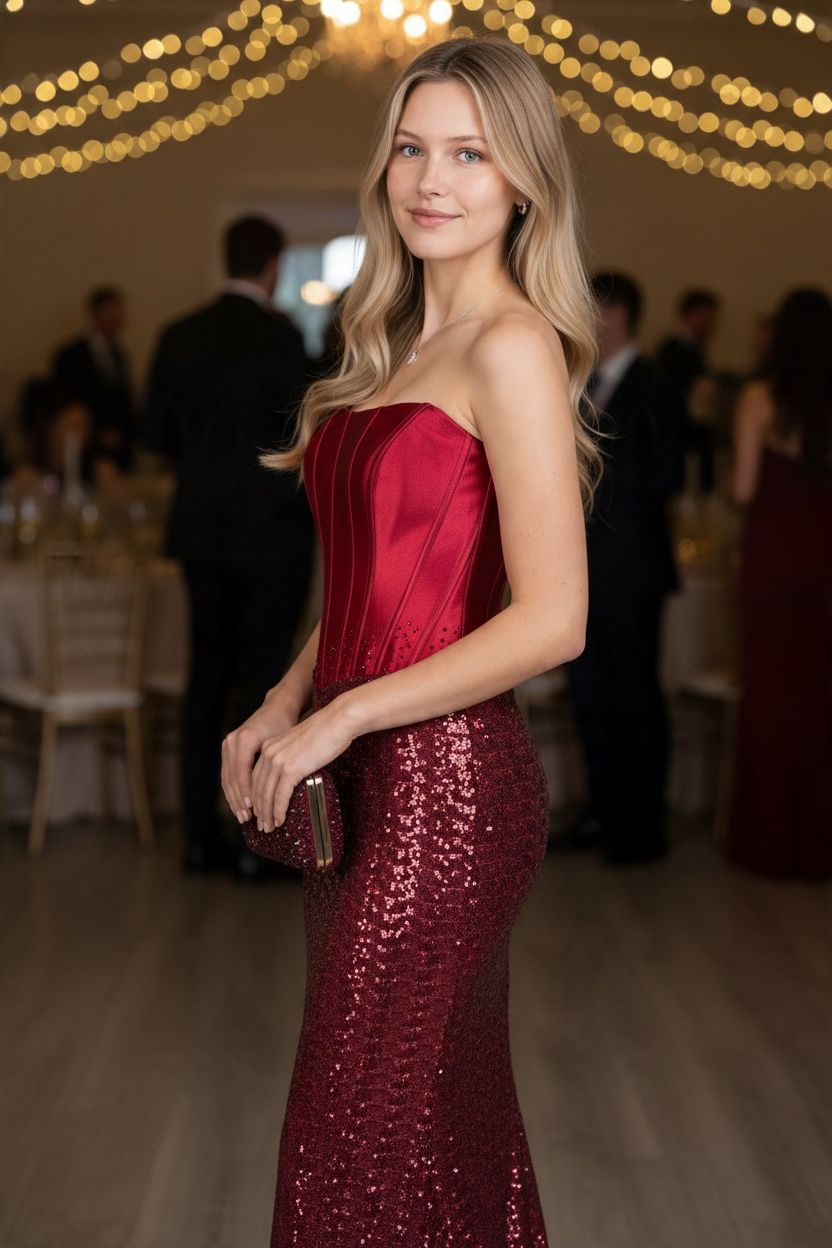 Collezione cerimonia abito rosso bustier