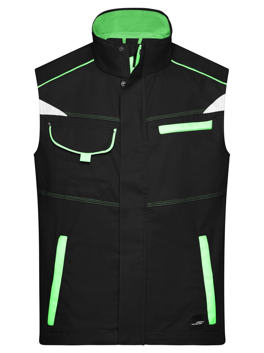 Workwear Vest - Color, Color: black/lime-green, Size: XS
