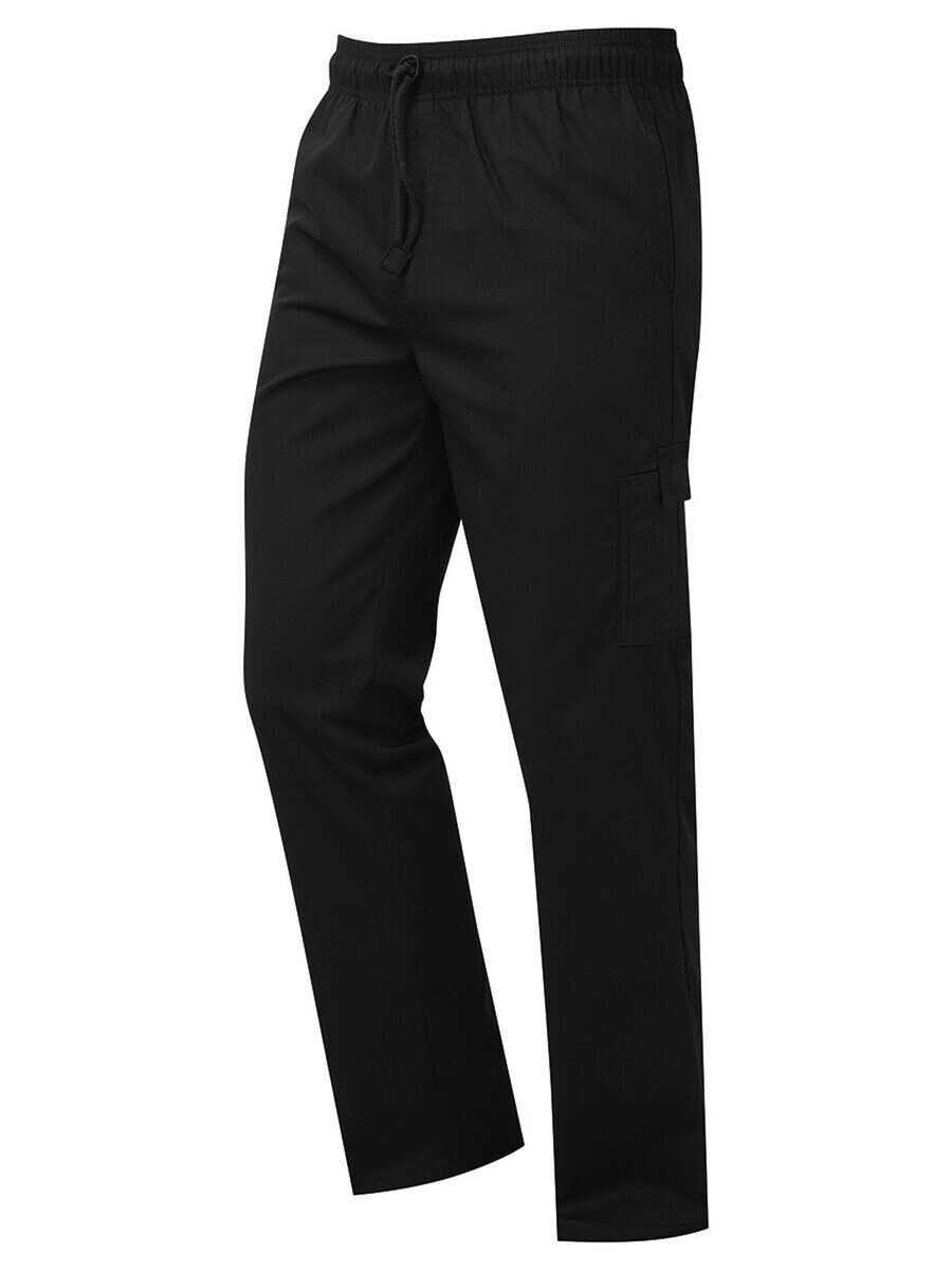 ‘Essential' Chef's Cargo Pocket Trousers, Color: black, Size: XS