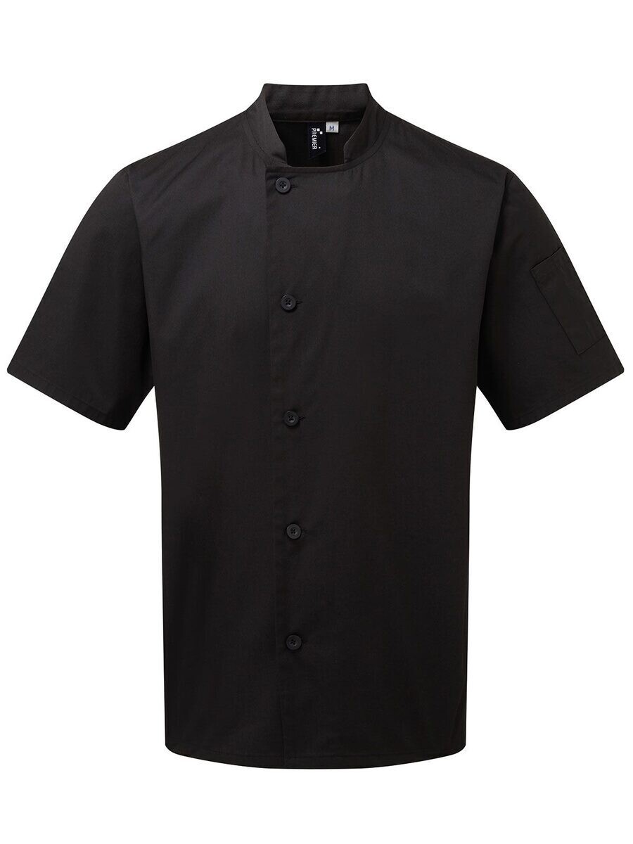 ‘Essential' Short Sleeve Chef's Jacket, Color: black, Size: XS