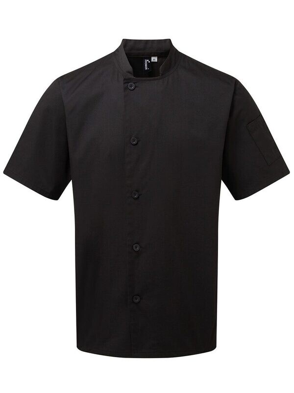 ‘Essential&#39; Short Sleeve Chef&#39;s Jacket, Color: black, Size: XS