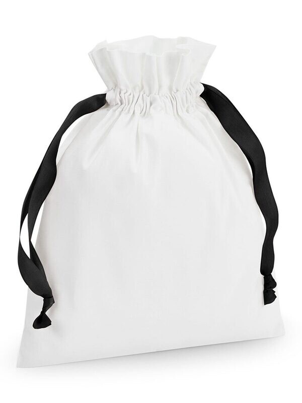  Cotton Gift Bag With Ribbon Drawstring, Color: soft white/black, Size: UNICA