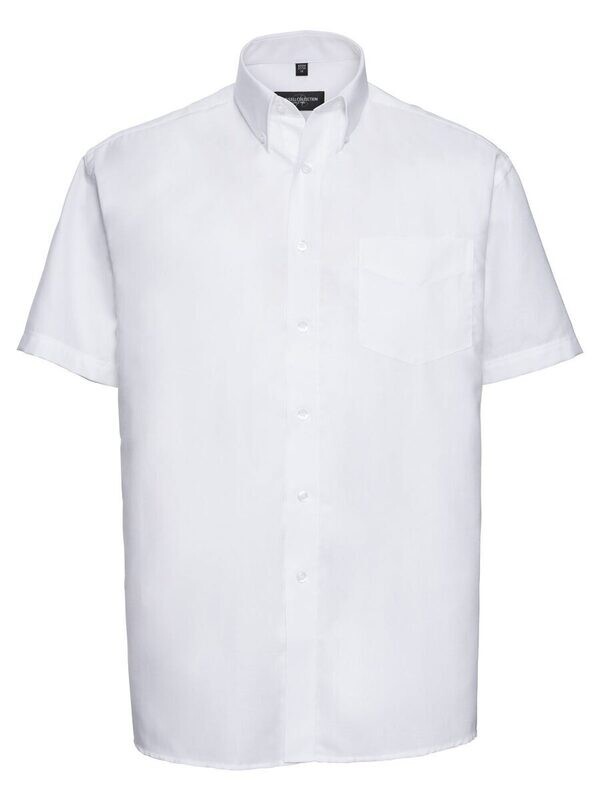 Men&#39;s Short Sleeve Easy Care Oxford Shirt, Color: white, Size: S