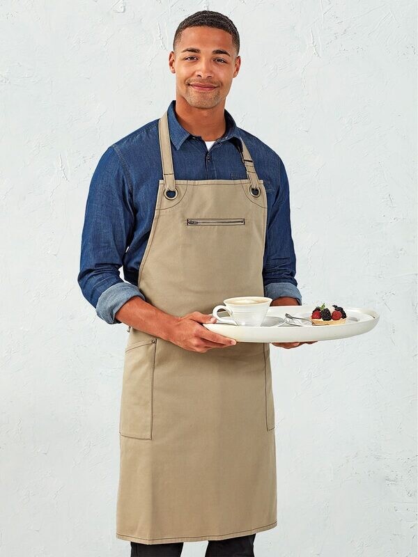 ‘Barley’ Contrast Stitch Sustainable Bib Apron