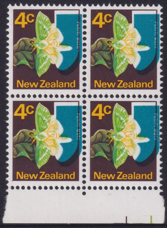 New Zealand 1970 Puriri Moth Colour Shift Block MUH