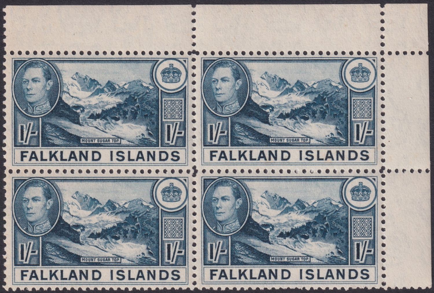 Falkland Islands 1948 1/- Deep Dull Blue