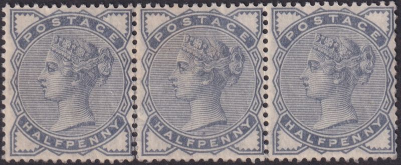 GB 1883 ½d Slate-blue Strip of 3