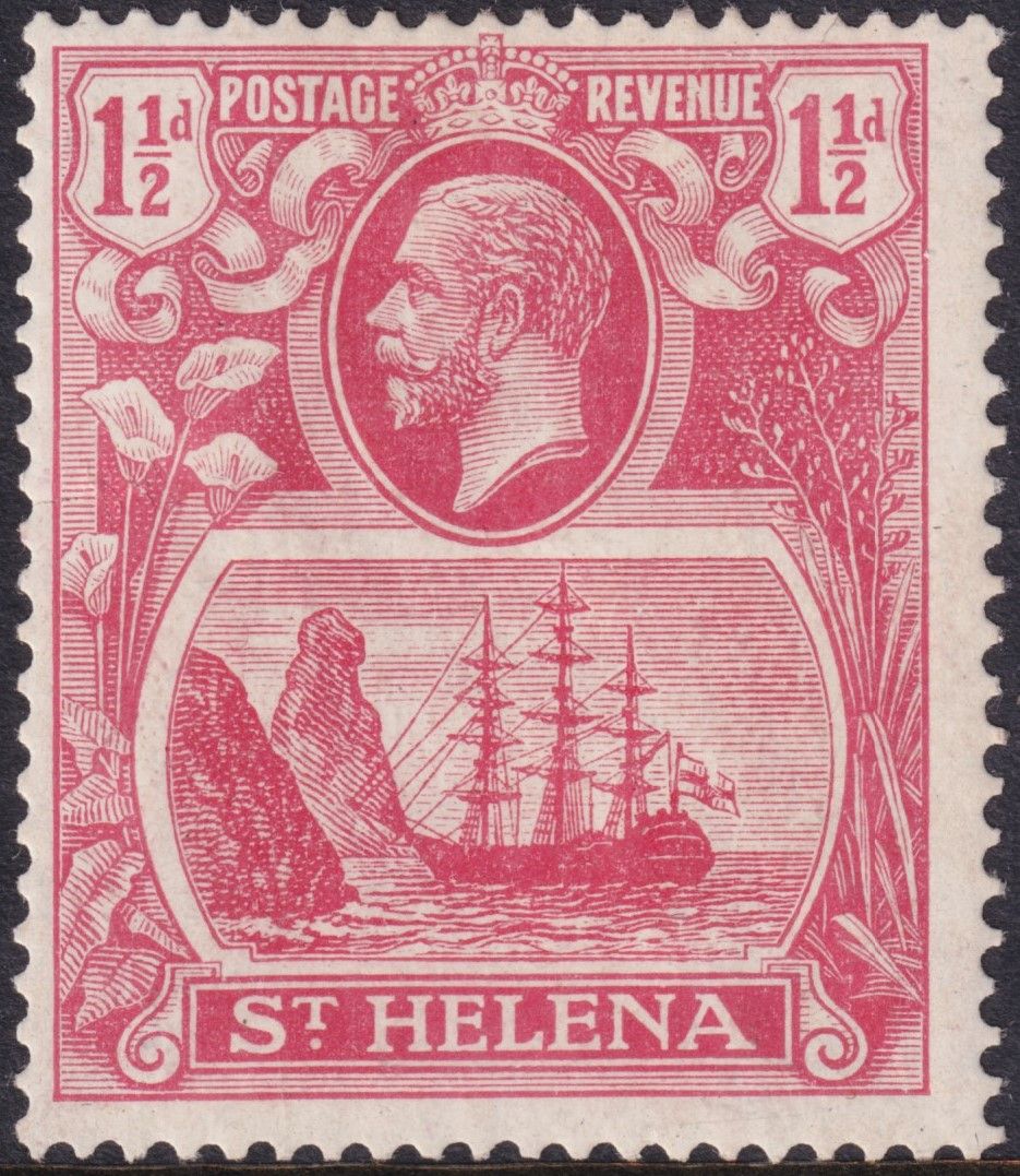 St Helena 1923 1½d Rose-Red Torn Flag
