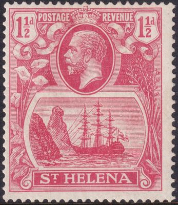 St Helena 1923 1½d Rose-Red Torn Flag