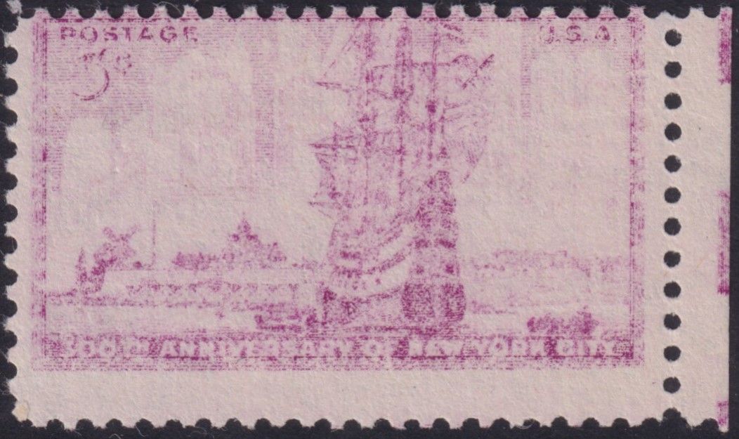 USA 1953 3c Tercentenary of New York Dry Print
