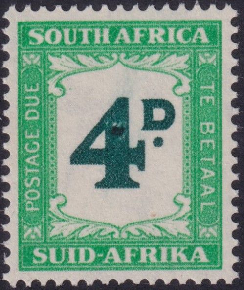 South Africa 1958 4d Postage Due with Retouch