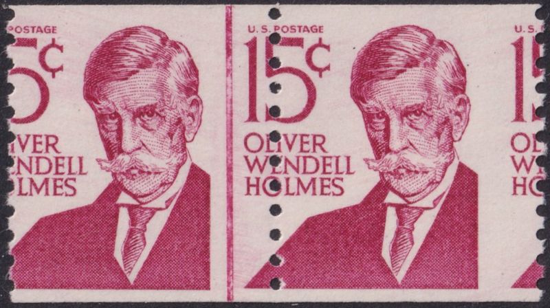USA 1965 15c Wendell Holmes Misperf Pair
