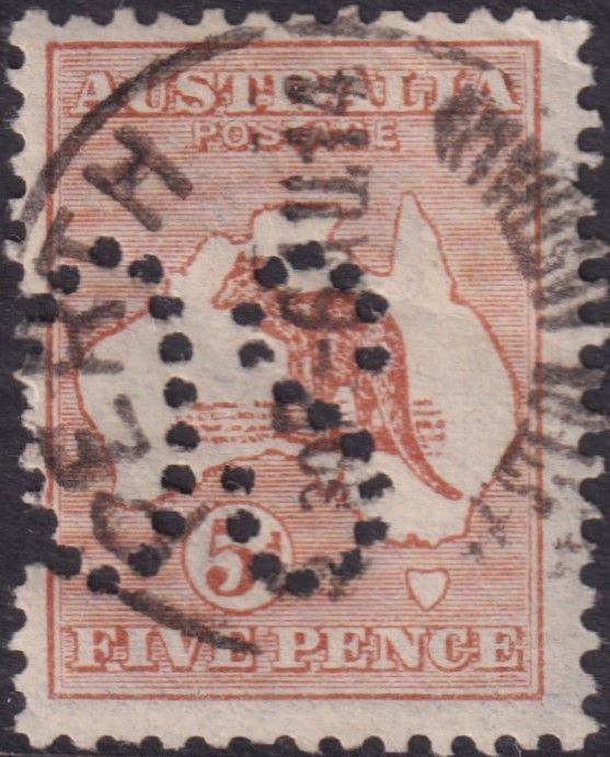 Australia 1913 5d Kangaroo Perf Large OS